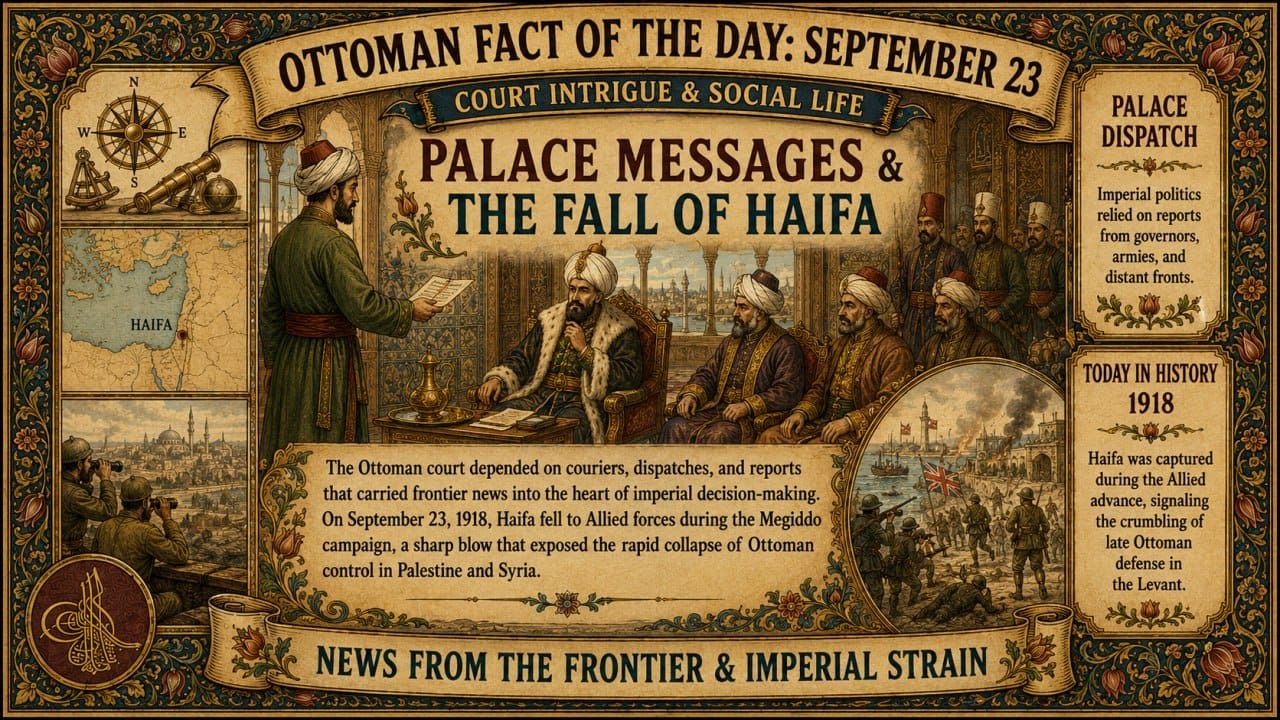 COURT INTRIGUE & SOCIAL LIFEPALACE MESSAGES & THE FALL OF HAIFA — September 23